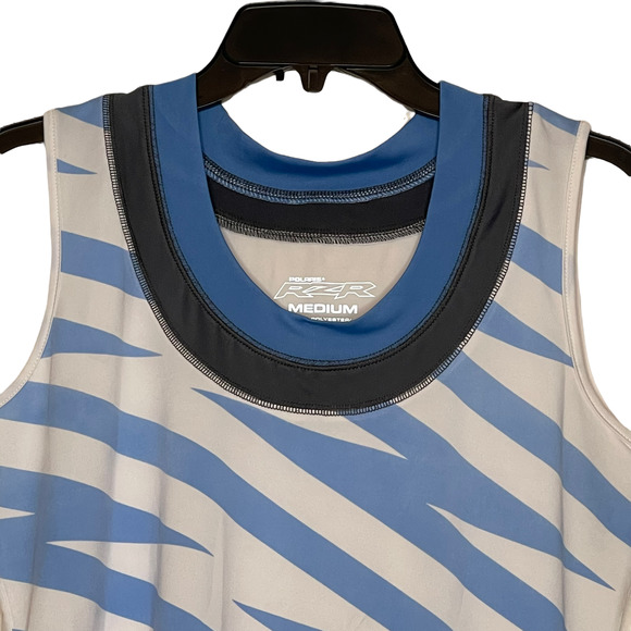 Polaris RZR Mens Tank Top Size Medium White Gray Blue Racing ATV Sleeveless - Picture 2 of 4